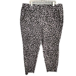 Lane Bryant Ankle Pant Womens 22 On The Go Slim Gray Black Leopard Print Safari